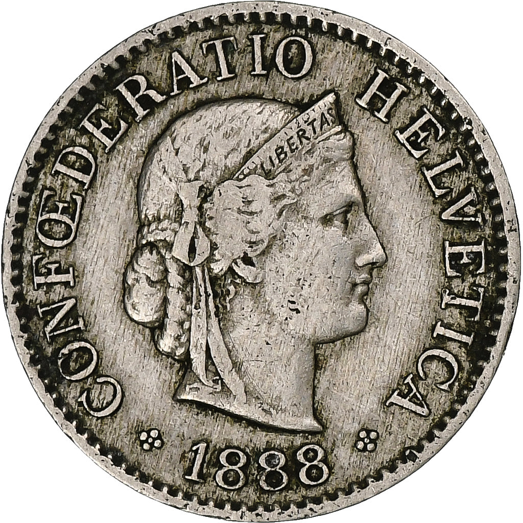 Switzerland, 5 Rappen, Libertas, 1888, Bern, Silver, EF(40-45), KM:26
