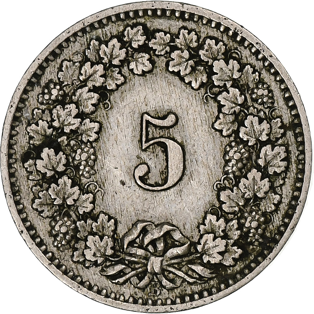 Switzerland, 5 Rappen, Libertas, 1888, Bern, Silver, EF(40-45), KM:26
