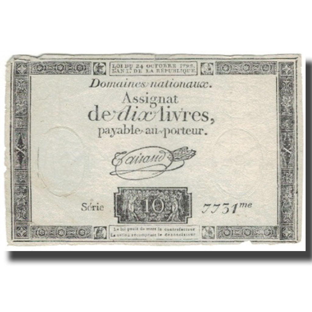 France, 10 Livres, 1792, Taisaud, L'an 1er de la République - (24 octobre