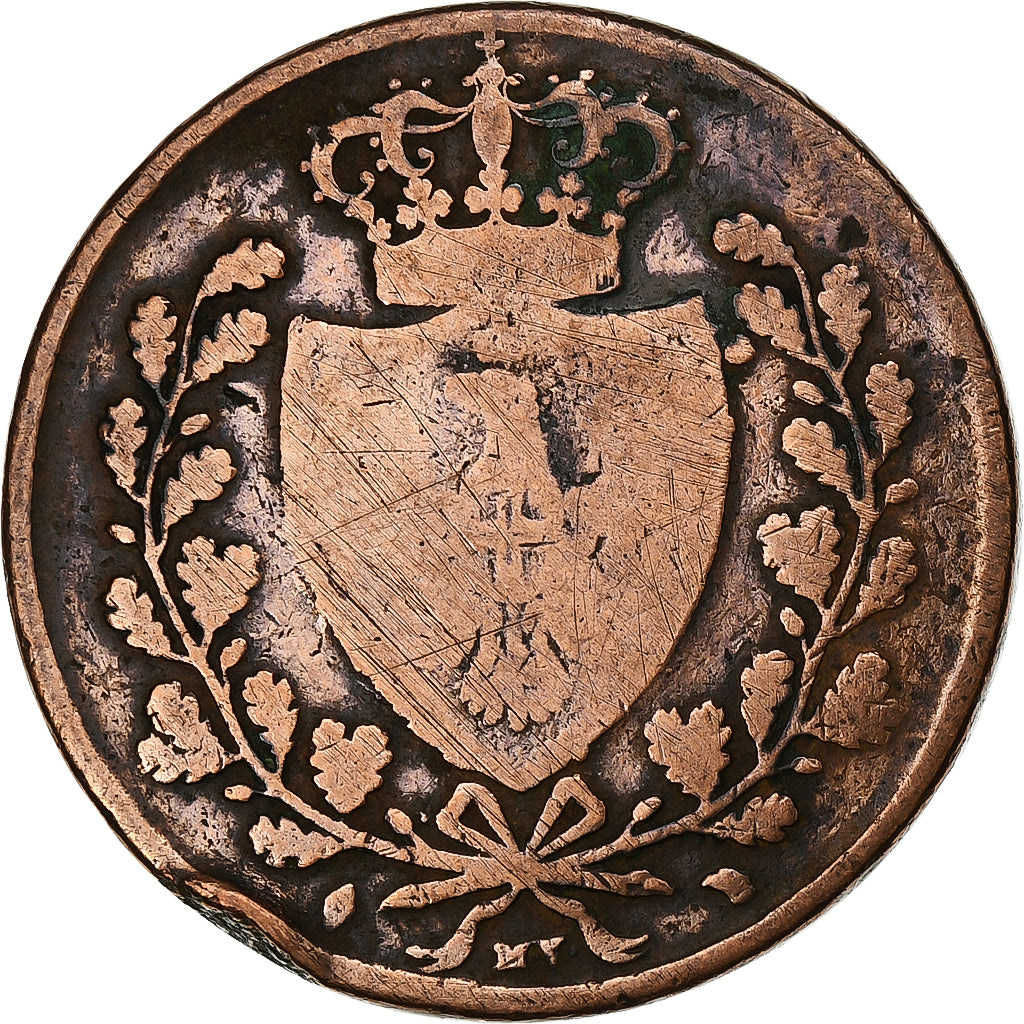 Italia, Carlo Felice, 5 Centesimi, 1826, Rame, B+, KM:127.1