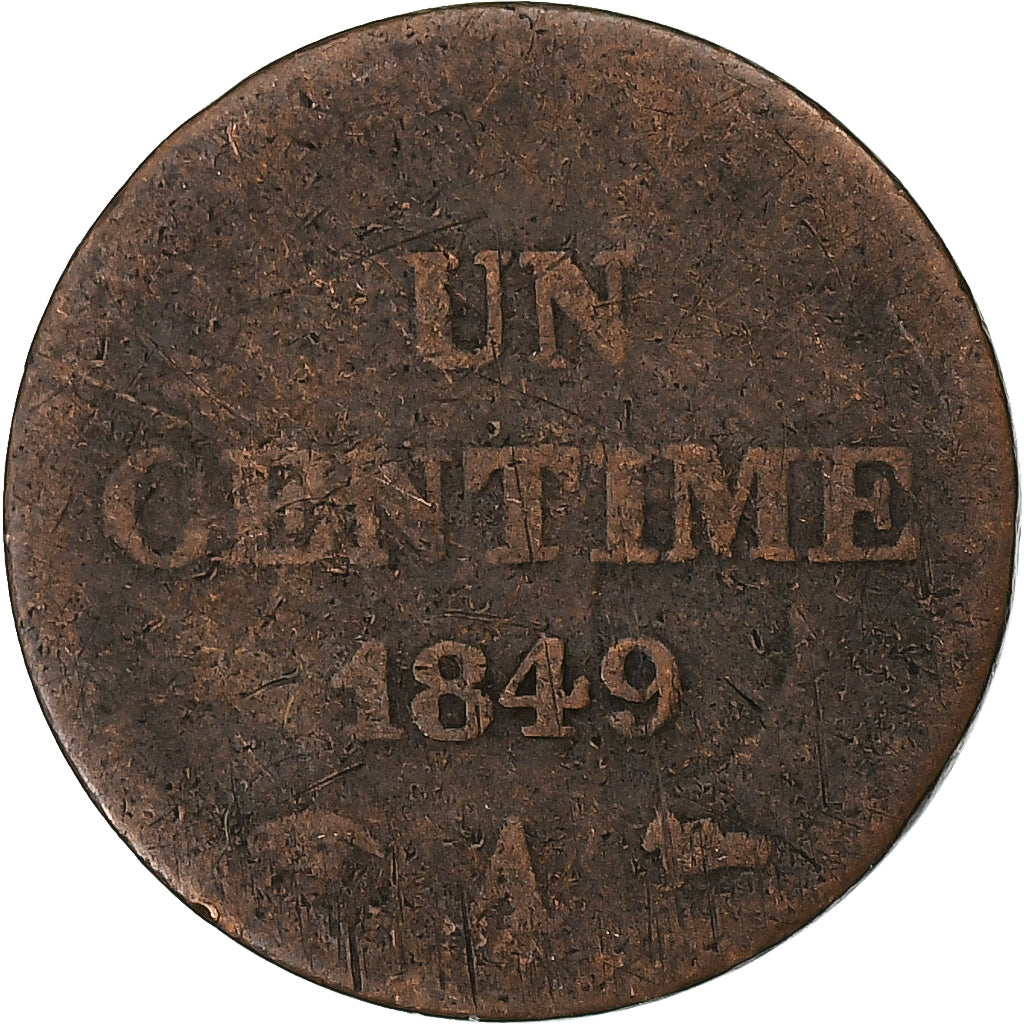 Francia, 1 Centime, Dupré, 1849, Paris, Bronce, BC, Gadoury:84