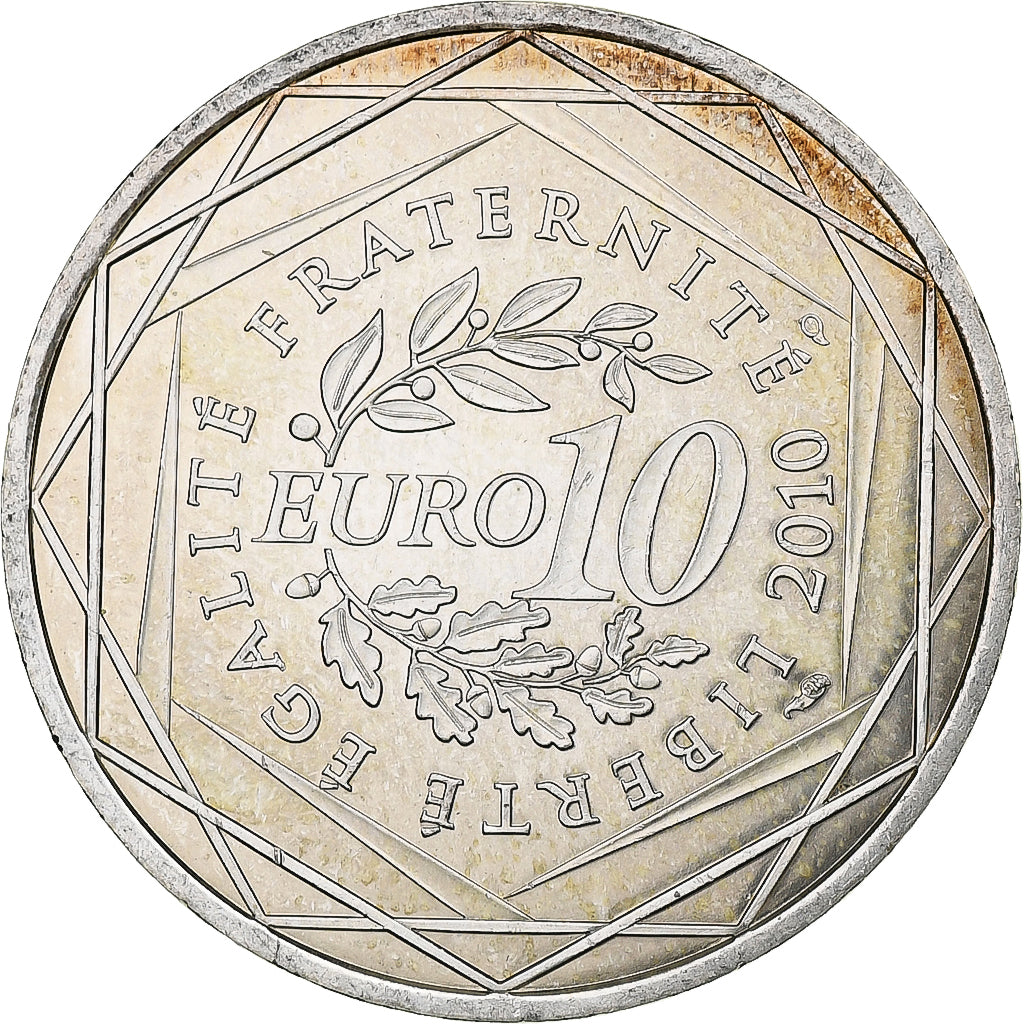 France, 10 Euro, Bretagne, 2010, MDP, Silver, MS(63)