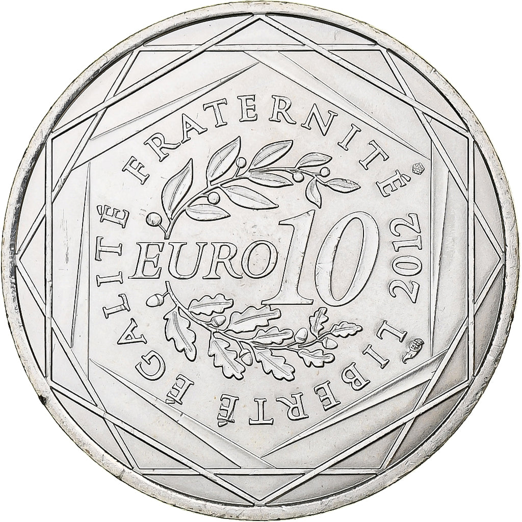 France, 10 Euro, Mayotte, 2012, MDP, Silver, MS(63)