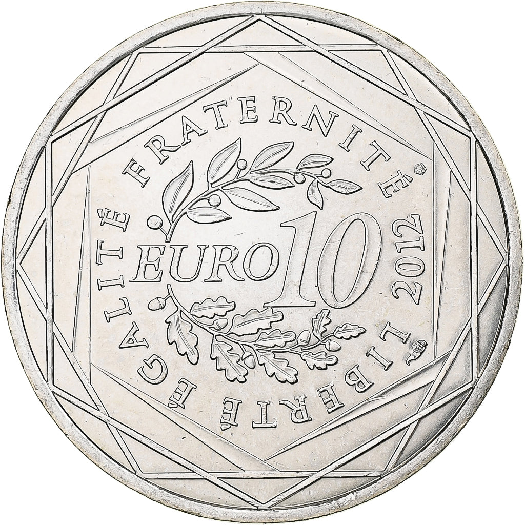 Francja, 10 Euro, Réunion, 2012, MDP, Srebro, MS(63)