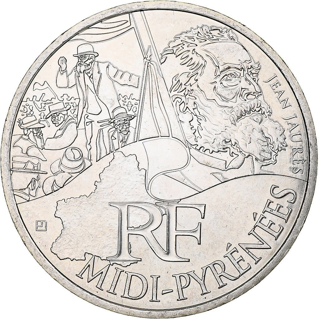 Francja, 10 Euro, Midi-Pyrénées, 2012, MDP, Srebro, MS(63)