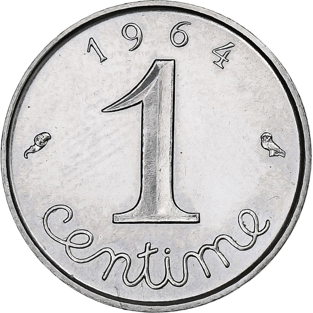 France, 1 Centime, Épi, 1964, Paris, Stainless Steel, MS(65-70), Gadoury:91