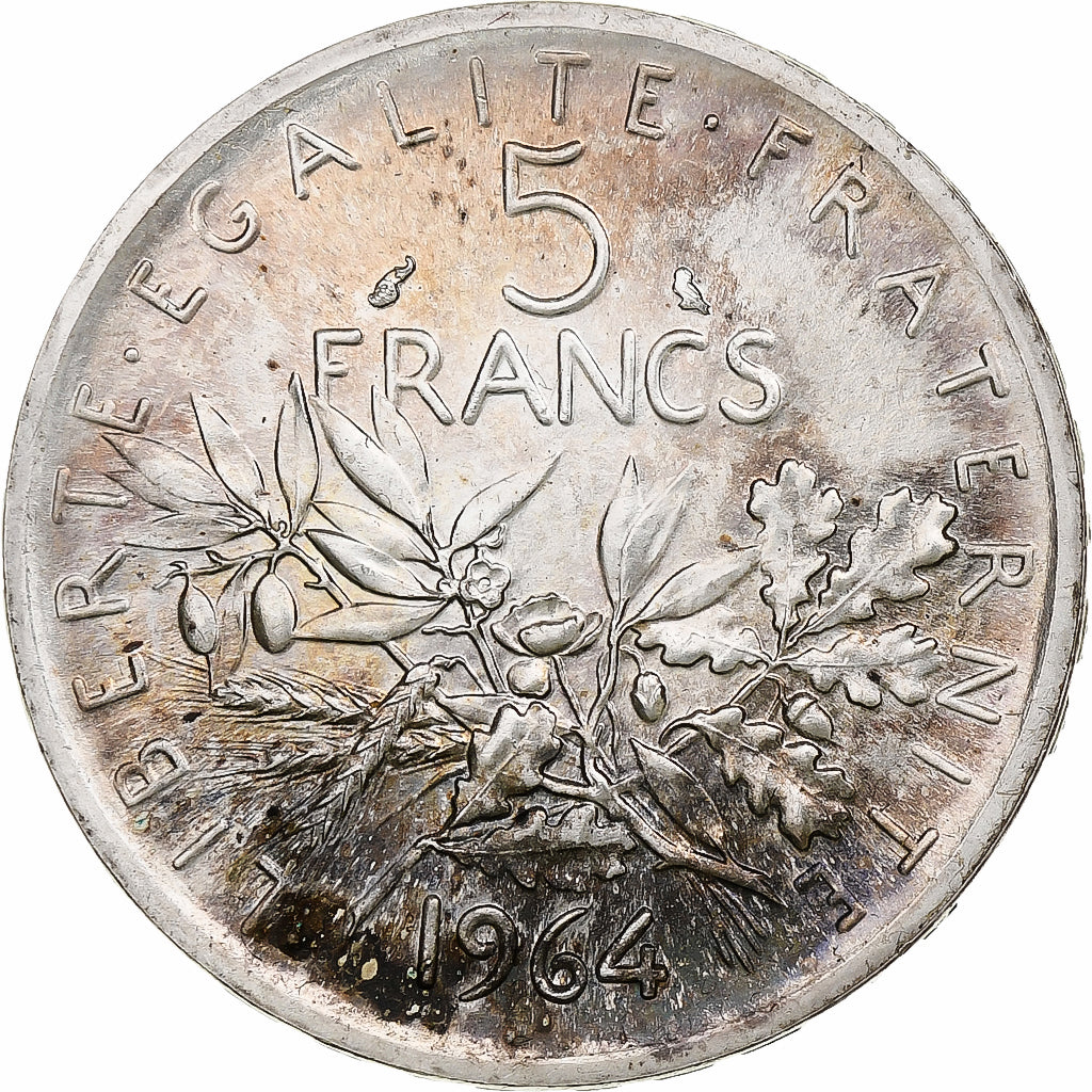 France, 5 Francs, Semeuse, 1964, Paris, Silver, MS(65-70), Gadoury:770, KM:926