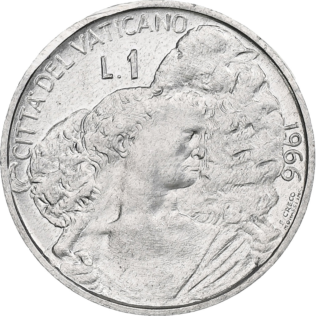 Vatican, Paul VI, 1 Lire, 1966 - Anno IV, Rome, Aluminum, MS(64), KM:84