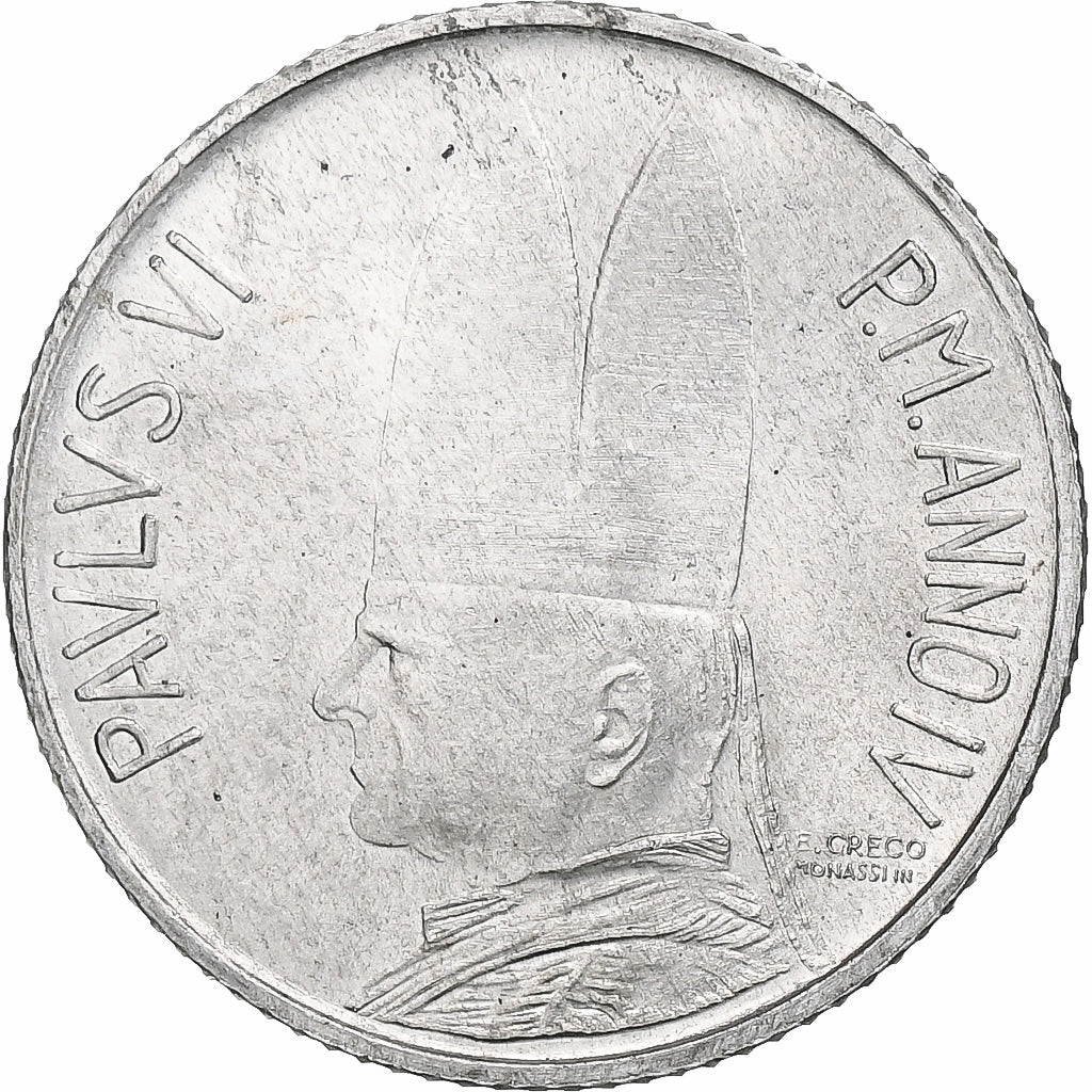 Vatican, Paul VI, 2 Lire, 1966 - Anno IV, Rome, Aluminum, MS(64), KM:85