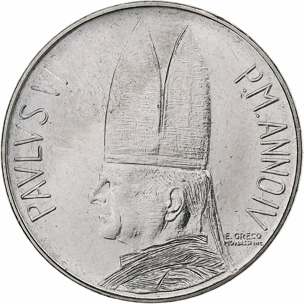 Vaticano, Paul VI, 50 Lire, 1966 - Anno IV, Rome, Aço Inoxidável, MS(64)