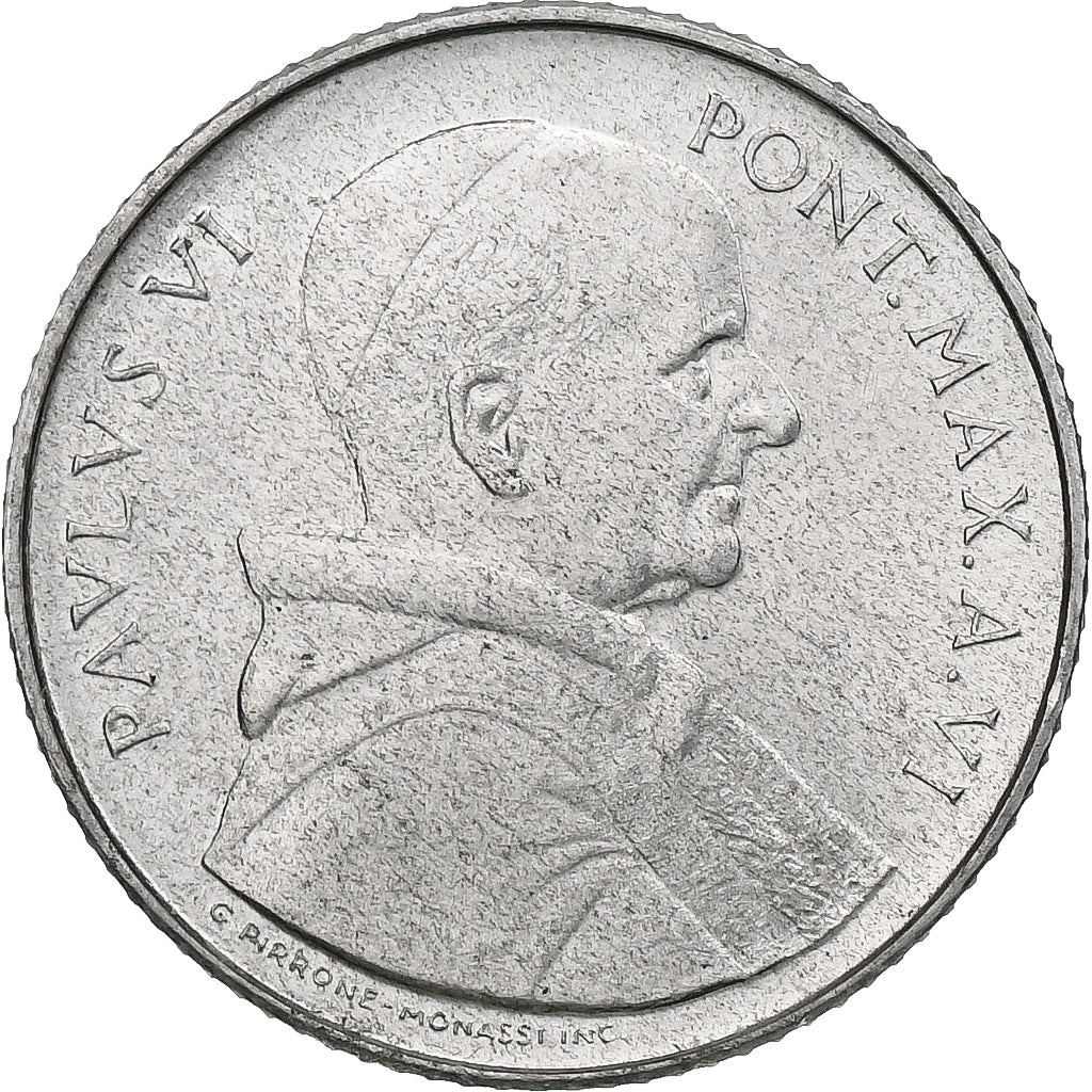 Vaticano, Paul VI, 2 Lire, 1968 (Anno VI), Rome, Alumínio, MS(64), KM:101