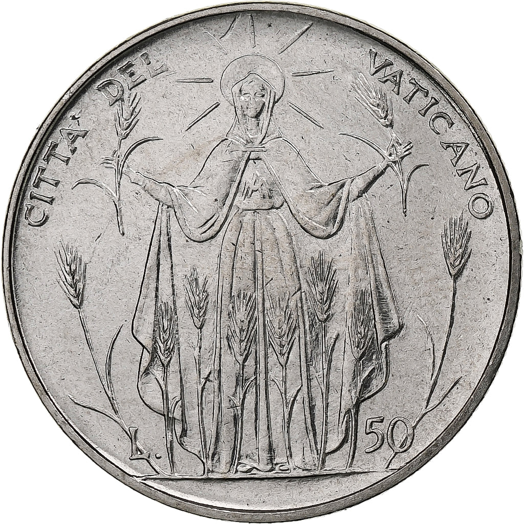 Vaticano, Paul VI, 50 Lire, 1968 (Anno VI), Rome, Aço Inoxidável, MS(64)