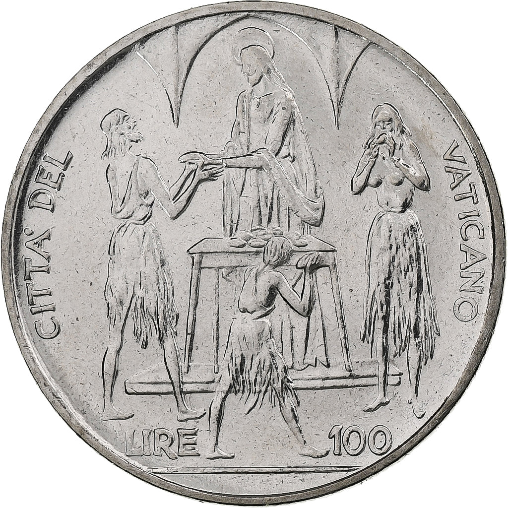 Vaticano, Paul VI, 100 Lire, 1968 (Anno VI), Rome, Aço Inoxidável, MS(64)