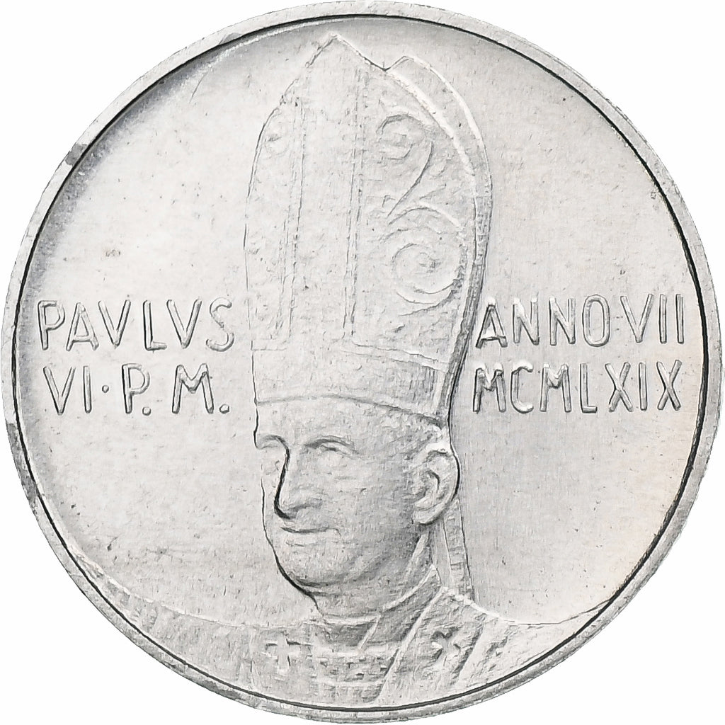 Vaticano, Paul VI, 1 Lire, 1969 - Anno VII, Rome, Alumínio, MS(64), KM:108