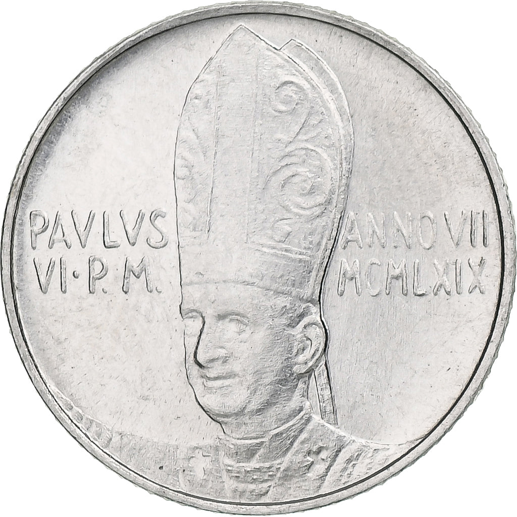 Vaticano, Paul VI, 2 Lire, 1969 - Anno VII, Rome, Alumínio, MS(64), KM:109