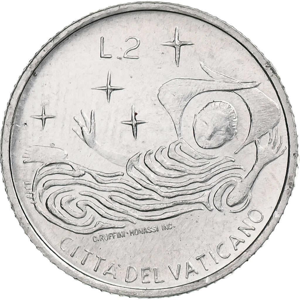 Vaticano, Paul VI, 2 Lire, 1969 - Anno VII, Rome, Alumínio, MS(64), KM:109