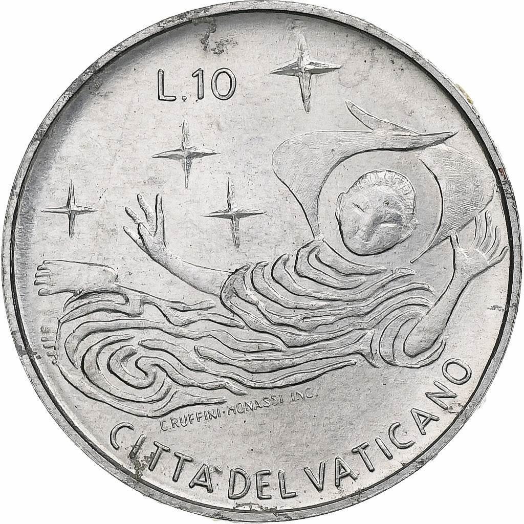 Vaticano, Paul VI, 10 Lire, 1969 - Anno VII, Rome, Alumínio, MS(64), KM:111