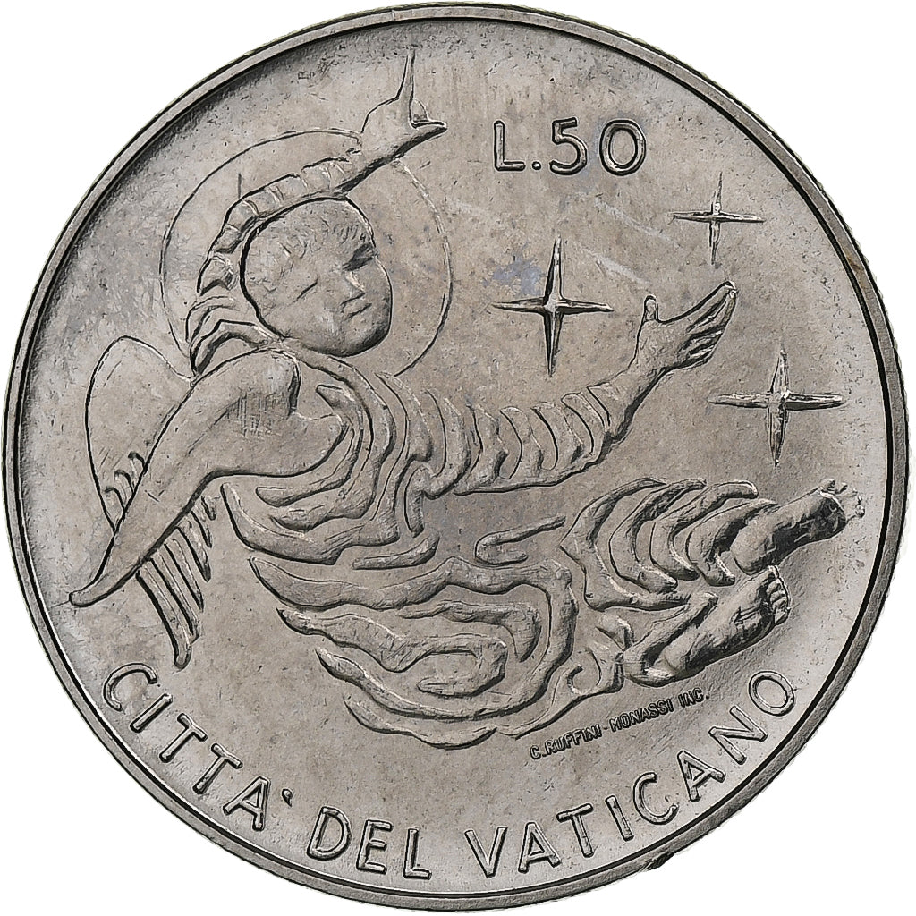 Vaticano, Paul VI, 50 Lire, 1969 - Anno VII, Rome, Aço Inoxidável, MS(64)