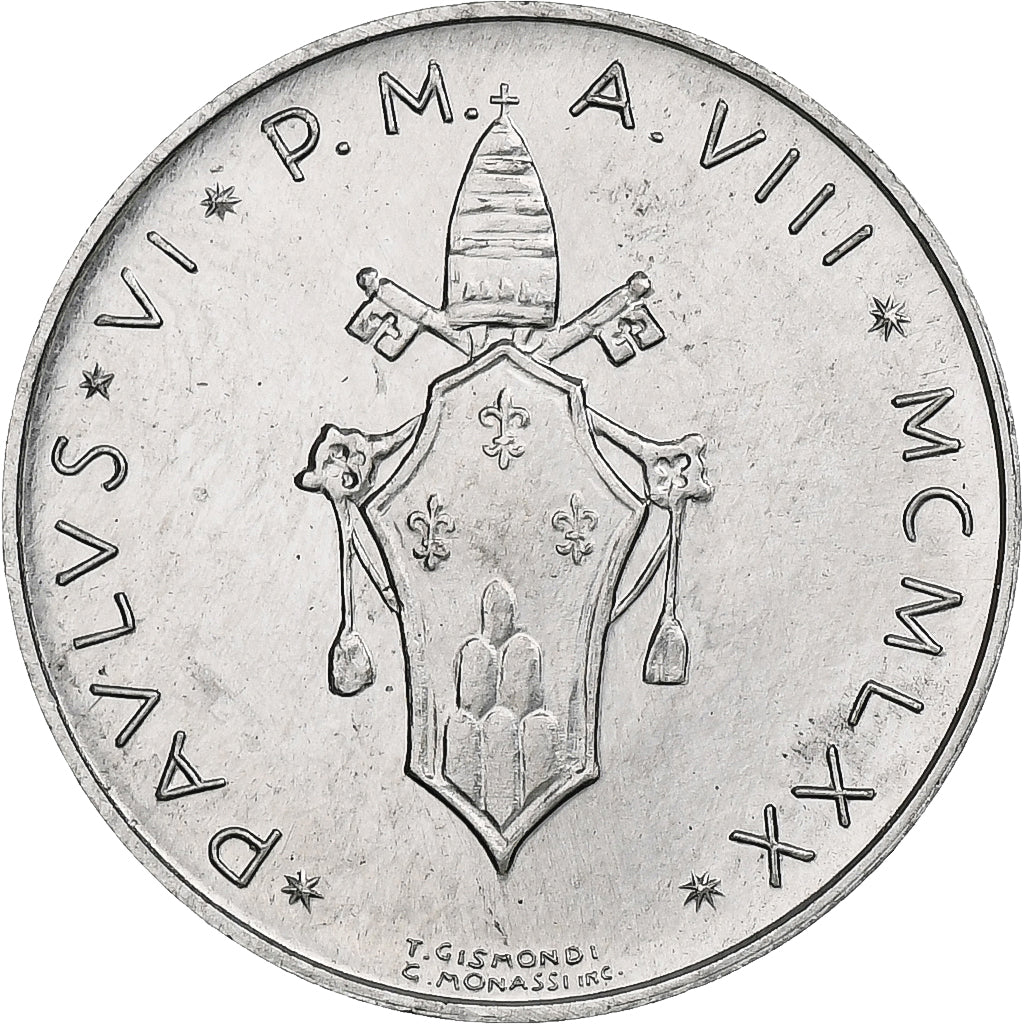 Vaticano, Paul VI, 5 Lire, 1970 (Anno VIII), Rome, Alumínio, MS(64), KM:118
