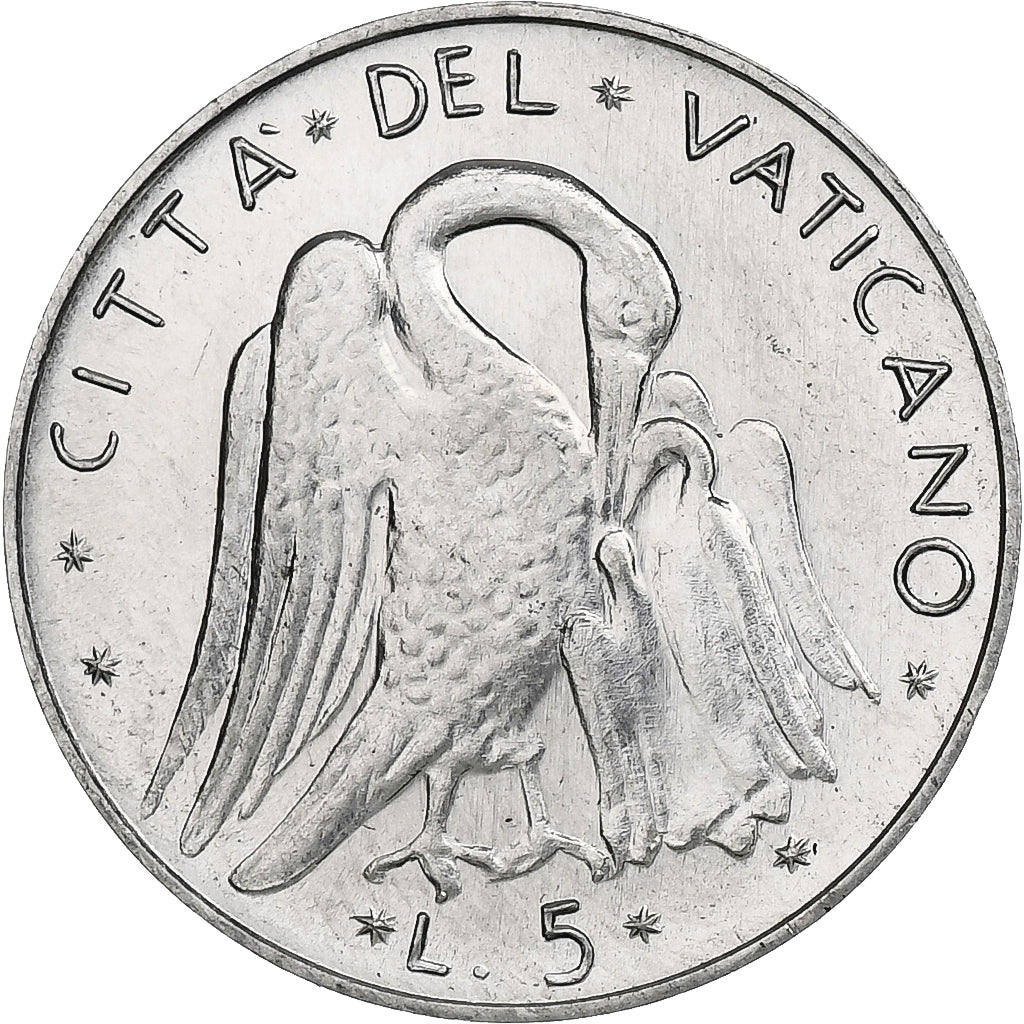 Vaticano, Paul VI, 5 Lire, 1970 (Anno VIII), Rome, Alumínio, MS(64), KM:118