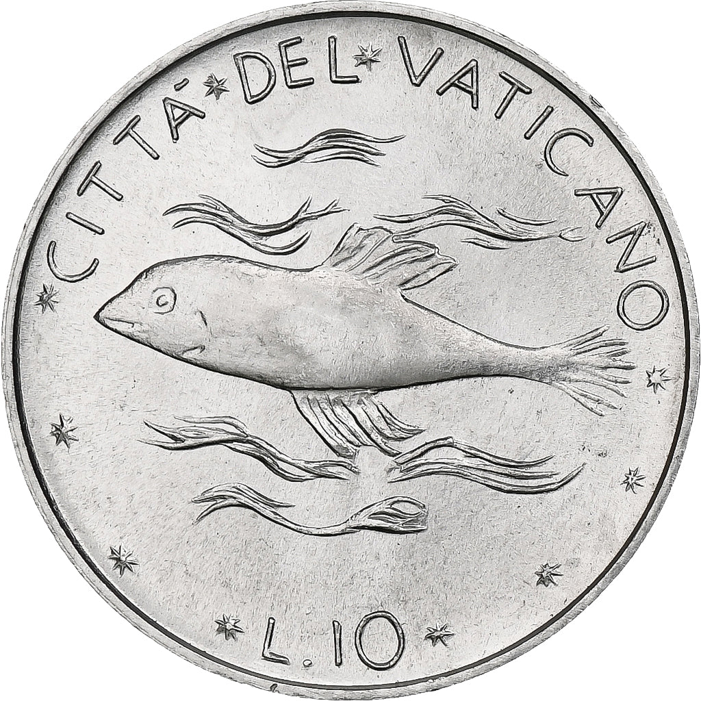 Vatican, Paul VI, 10 Lire, 1970 (Anno VIII), Rome, Aluminum, MS(64), KM:119
