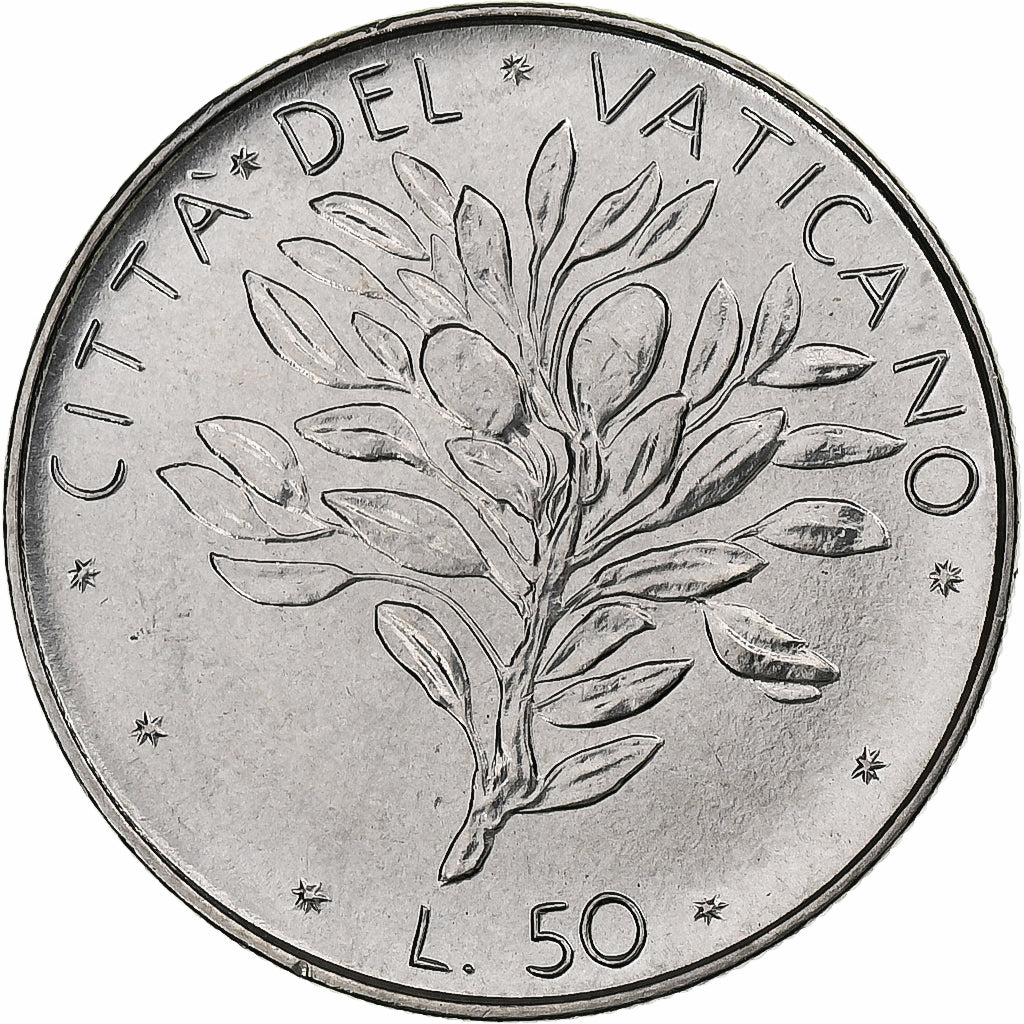 Vatican, Paul VI, 50 Lire, 1970 (Anno VIII), Rome, Stainless Steel, MS(64)