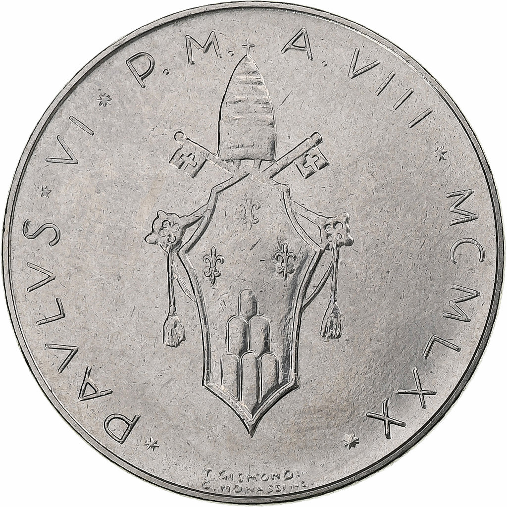 Vatican, Paul VI, 100 Lire, 1970 (Anno VIII), Rome, Stainless Steel, MS(64)