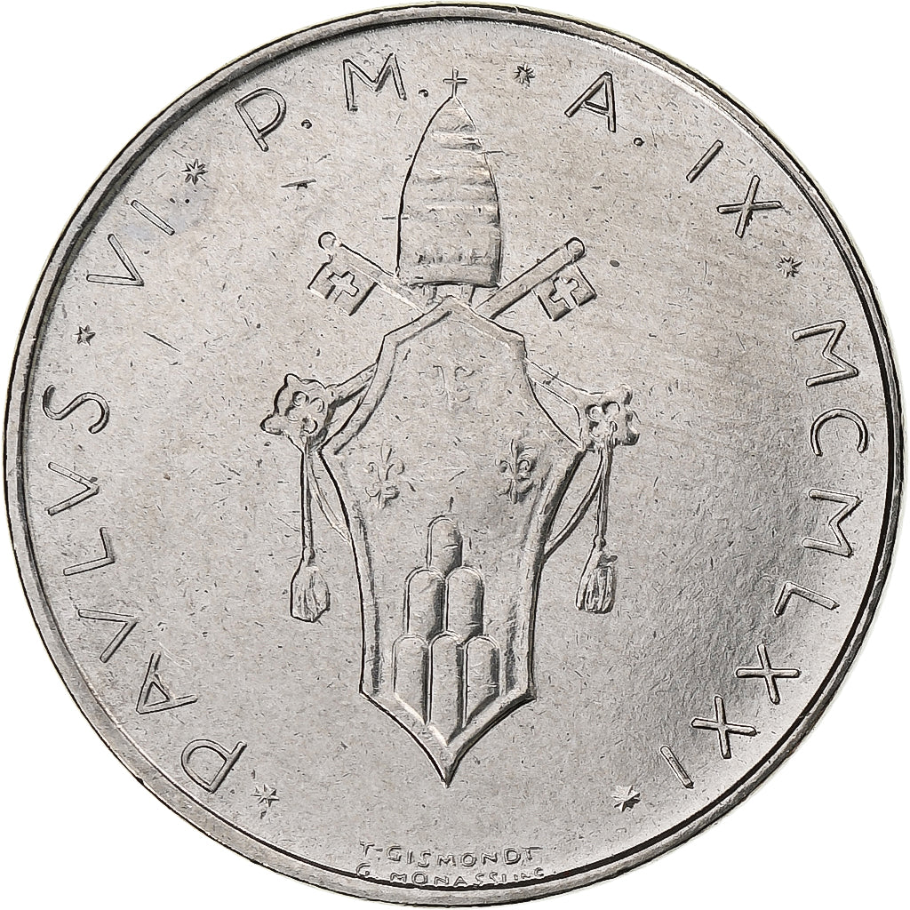 Vatican, Paul VI, 100 Lire, 1971 (Anno IX), Rome, Stainless Steel, MS(64)