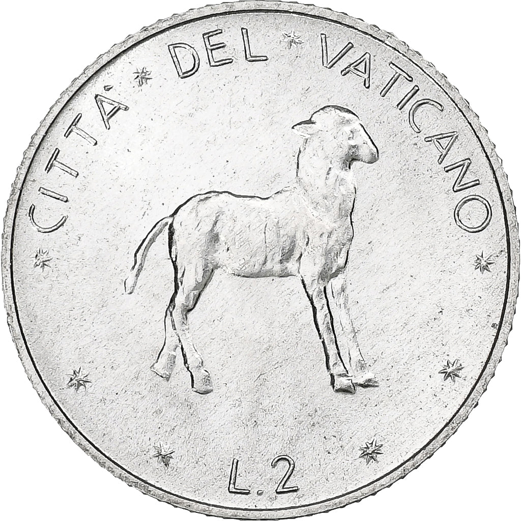 Vatican, Paul VI, 2 Lire, 1972 (Anno X), Rome, Aluminum, MS(64), KM:117