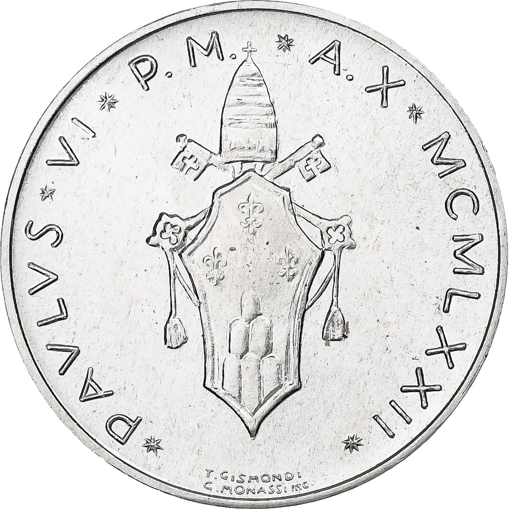 Vaticano, Paul VI, 5 Lire, 1972 (Anno X), Rome, Alumínio, MS(64), KM:118