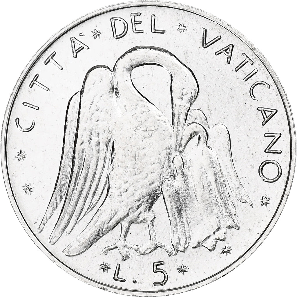 Vaticano, Paul VI, 5 Lire, 1972 (Anno X), Rome, Alumínio, MS(64), KM:118