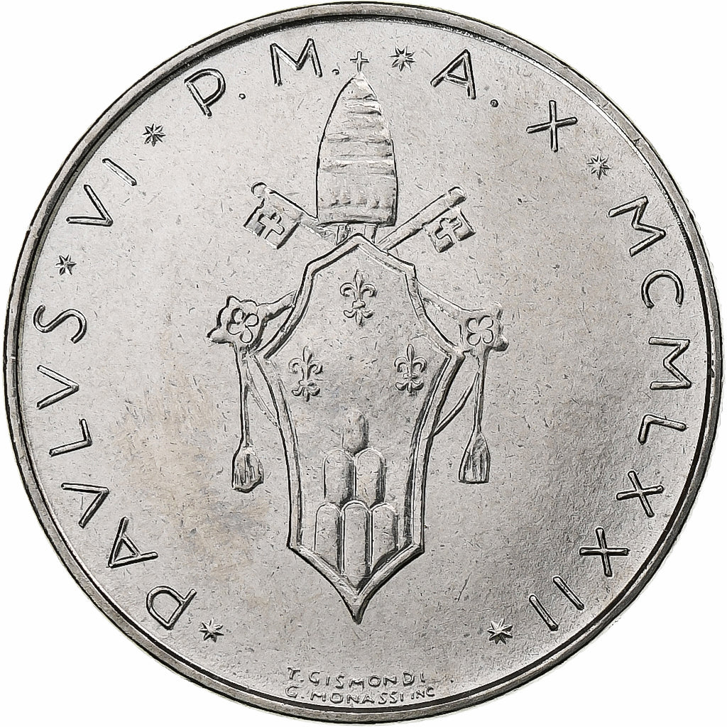 Vaticano, Paul VI, 50 Lire, 1972 (Anno X), Rome, Aço Inoxidável, MS(64)