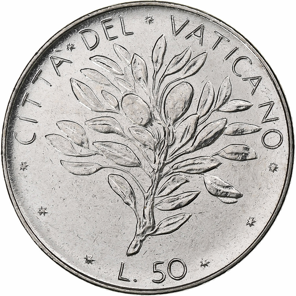 Vaticano, Paul VI, 50 Lire, 1972 (Anno X), Rome, Aço Inoxidável, MS(64)