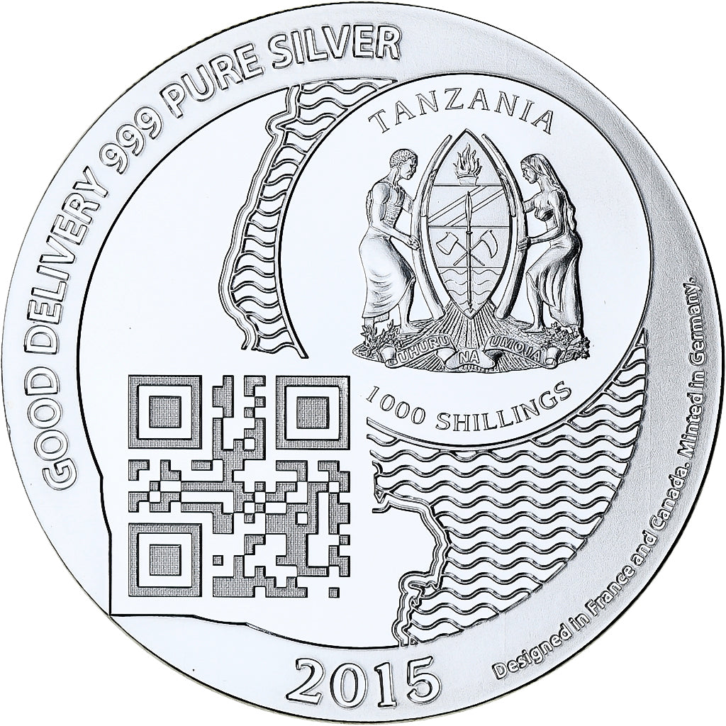 Zanzibar, 1000 Shillings, 1 Vera Silver Oz, 2015, Proof, Srebro, MS(65-70)