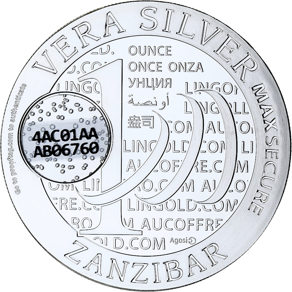 Zanzibar, 1000 Shillings, 1 Vera Silver Oz, 2015, Proof, Srebro, MS(65-70)