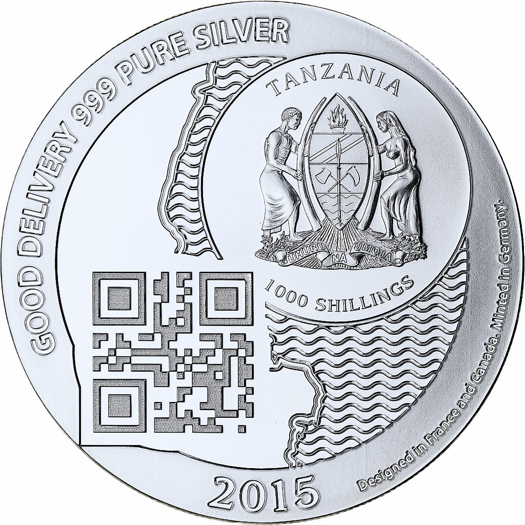 Zanzibar, 1000 Shillings, 1 Vera Silver Oz, 2015, FS, Argento, FDC