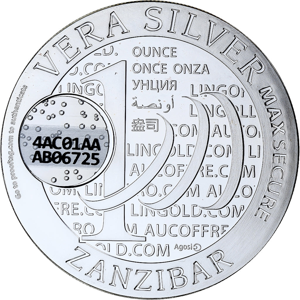 Zanzibar, 1000 Shillings, 1 Vera Silver Oz, 2015, FS, Argento, FDC