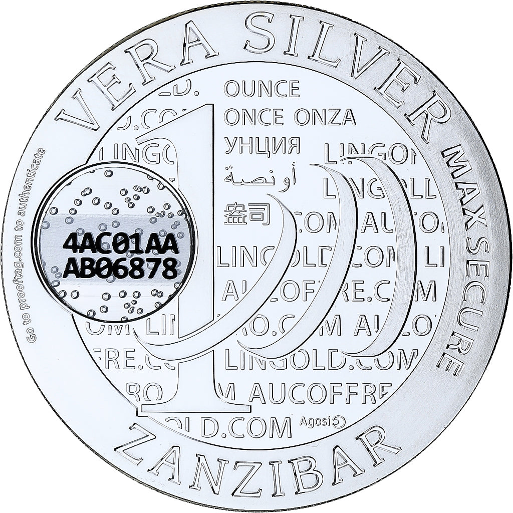 Zanzibar, 1000 Shillings, 1 Vera Silver Oz, 2015, Proof, Silver, MS(65-70)