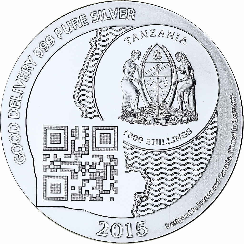 Zanzíbar, 1000 Shillings, 1 Vera Silver Oz, 2015, Prueba, Plata, FDC