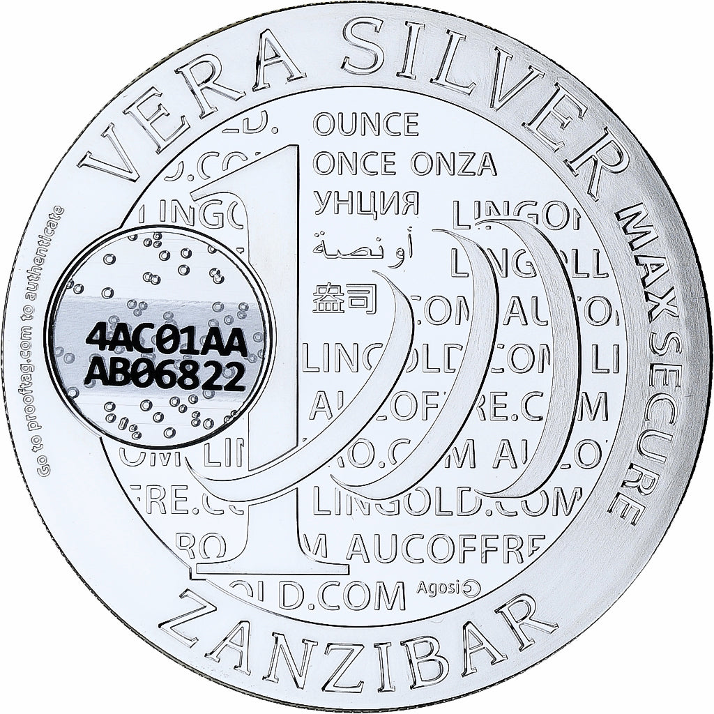 Zanzíbar, 1000 Shillings, 1 Vera Silver Oz, 2015, Prueba, Plata, FDC