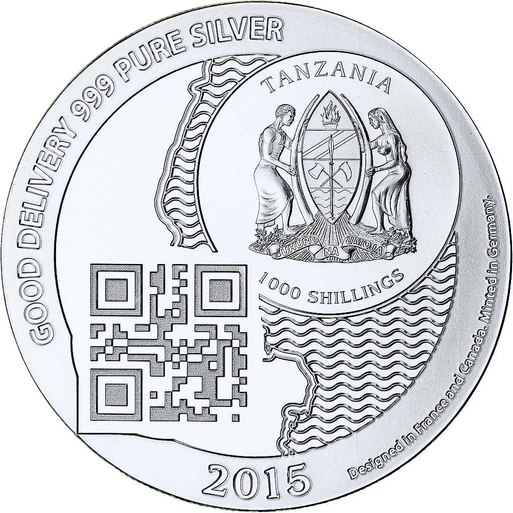 Zanzibar, 1000 Shillings, 1 Vera Silver Oz, 2015, Proof, Silver, MS(65-70)