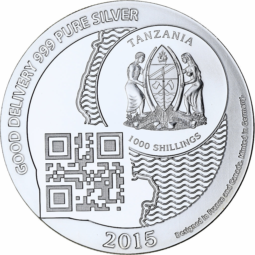 Zanzibar, 1000 Shillings, 1 Vera Silver Oz, 2015, Proof, Silver, MS(65-70)