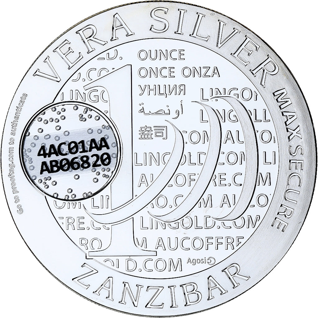 Zanzibar, 1000 Shillings, 1 Vera Silver Oz, 2015, Proof, Silver, MS(65-70)