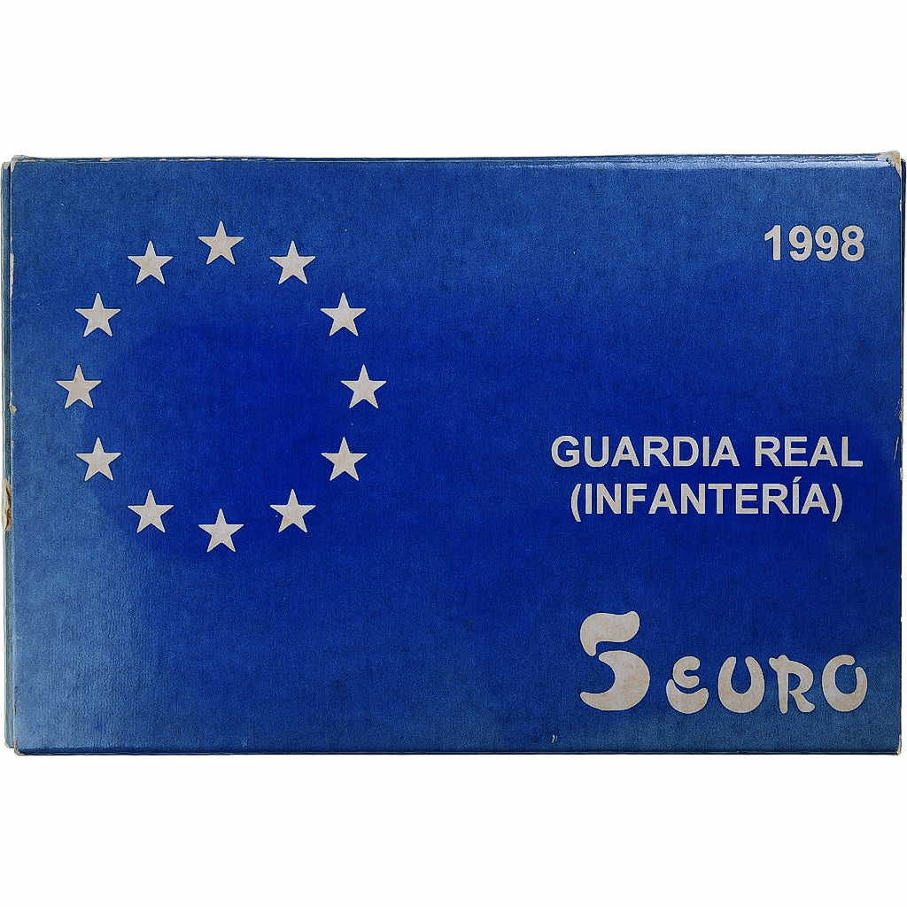 España, 5 Euro, Guardia Real, 1998, Madrid, Plata, FDC