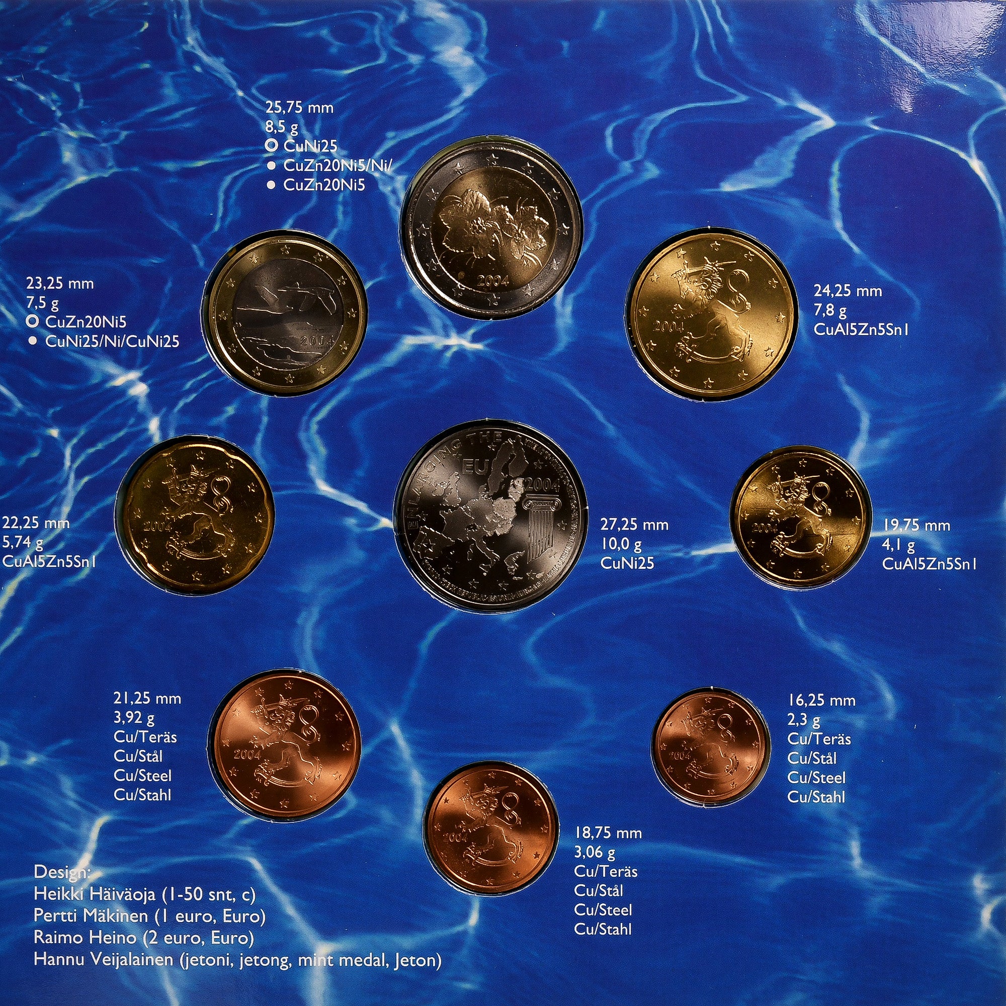 Finlande, Set 1 ct. - 2 Euro + Token, 2004, Vantaa, FDC