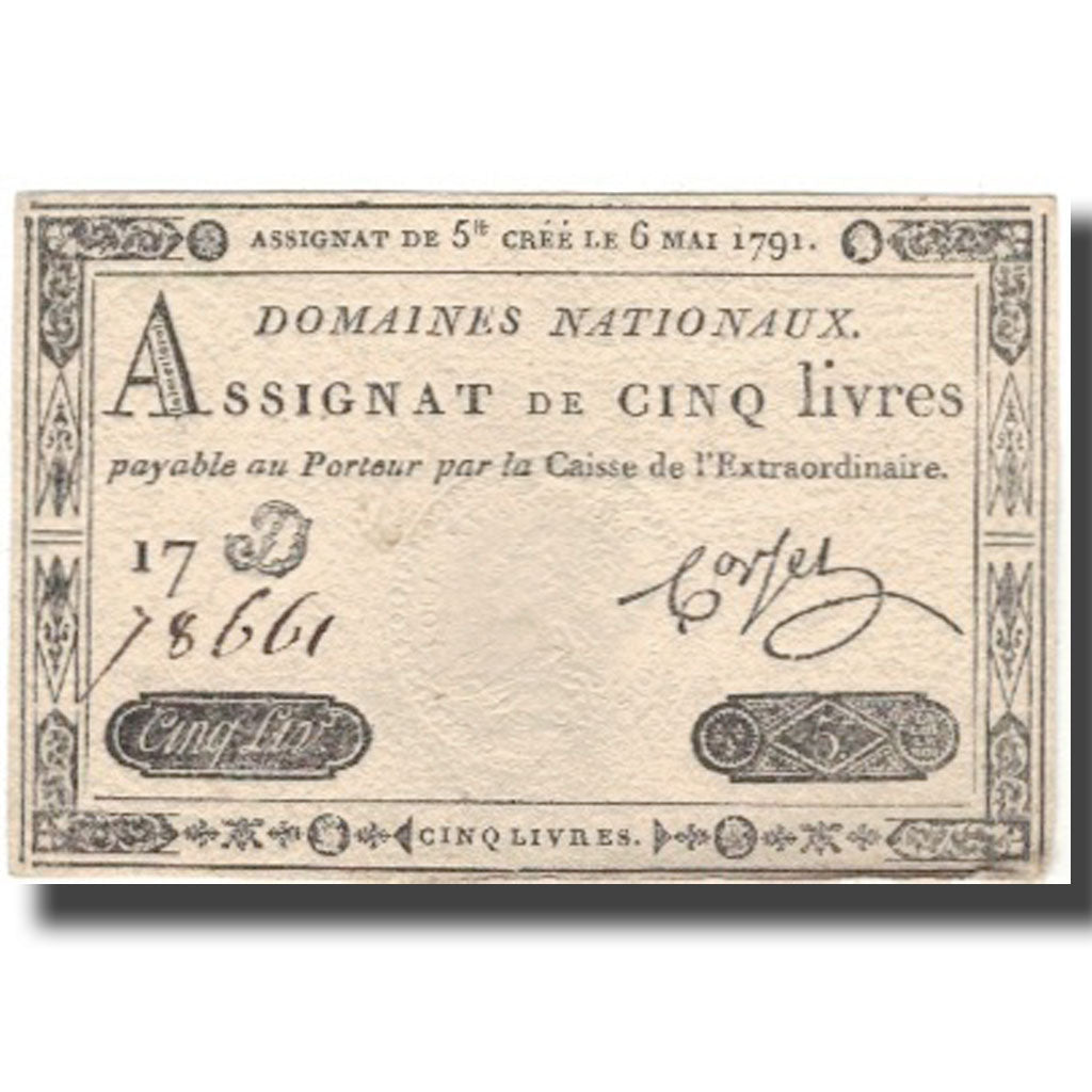 France, 5 Livres, 1791, 1791-05-06, AU(50-53), KM:A42, Lafaurie:137