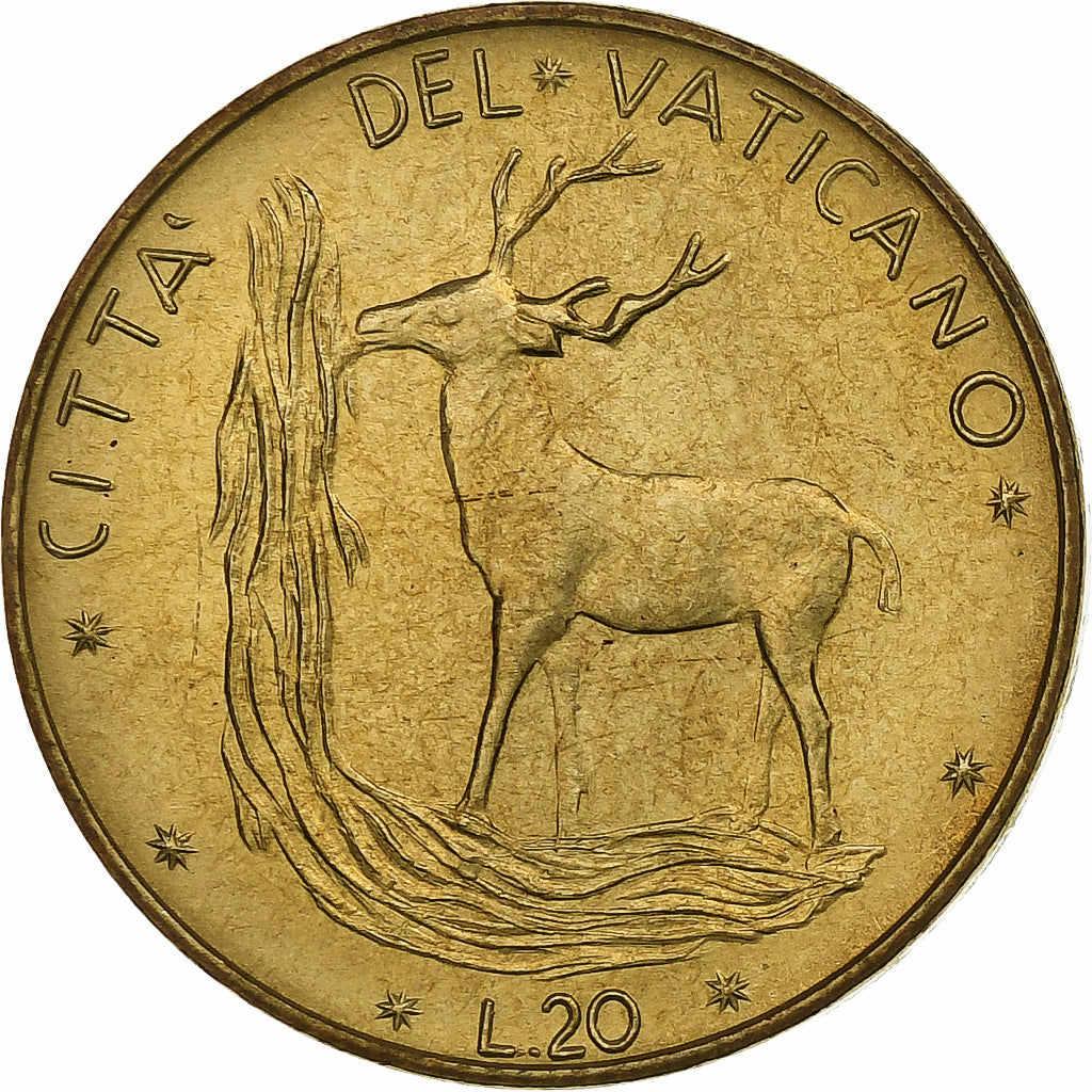 Watykan, Paul VI, 20 Lire, 1973 (Anno XI), Rome, Aluminium-Brąz, MS(64), KM:120
