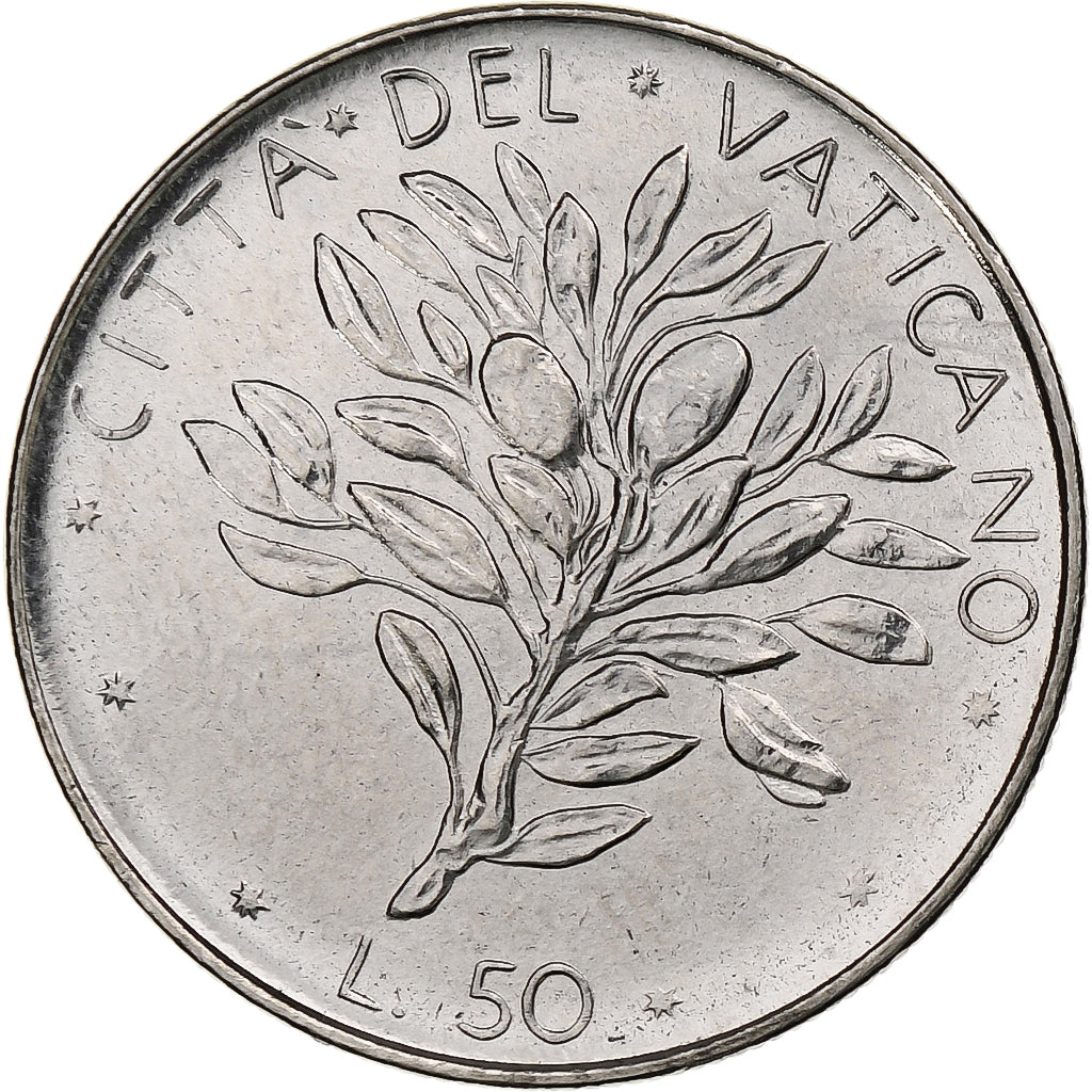 Vaticano, Paul VI, 50 Lire, 1973 (Anno XI), Rome, Aço Inoxidável, MS(64)