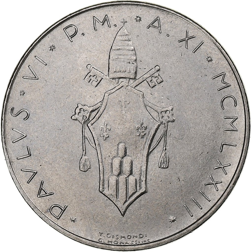 Vaticano, Paul VI, 100 Lire, 1973 (Anno XI), Rome, Aço Inoxidável, MS(64)