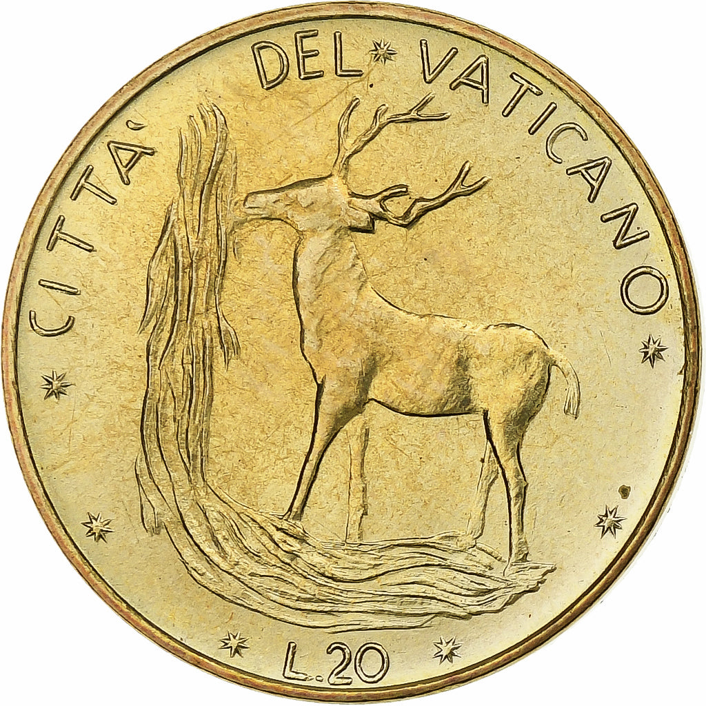 Vaticano, Paul VI, 20 Lire, 1974 / Anno XII, Rome, Alumínio-Bronze, MS(64)